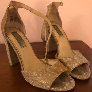 Betsey Johnson gold high heeled sandals